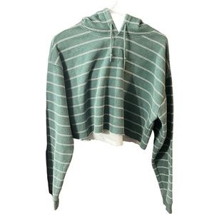 Urban outfitters green stripped cropped hoodie size small